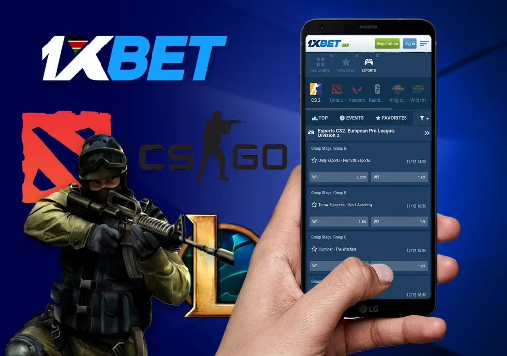 Betting on esports and various games at 1xBet