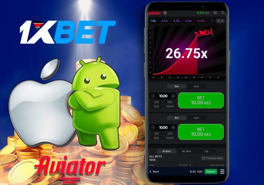 1xBet mobile app to play Aviator